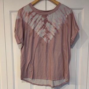 Casual Mauve Tie-Dye Short Sleeve Tee